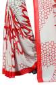 White & Red Casual Wear Printed Georgette Saree thumb 1