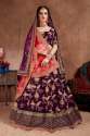 Dark Purple Mulberry Silk Wedding Lehenga Choli