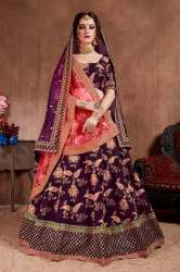 Dark Purple Mulberry Silk Wedding Lehenga Choli