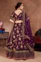 Dark Purple Mulberry Silk Wedding Lehenga Choli thumb 1