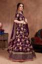Dark Purple Mulberry Silk Wedding Lehenga Choli thumb 2