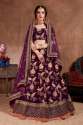 Dark Purple Mulberry Silk Wedding Lehenga Choli thumb 3