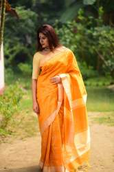  Yellow Banglori Raw silk weaving saree 