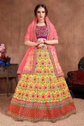 Yellow Mulberry Silk Wedding Lehenga Choli