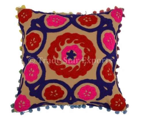 Trade Star Exports Embroidery cotton Cushion Cover by Trade Star Exports