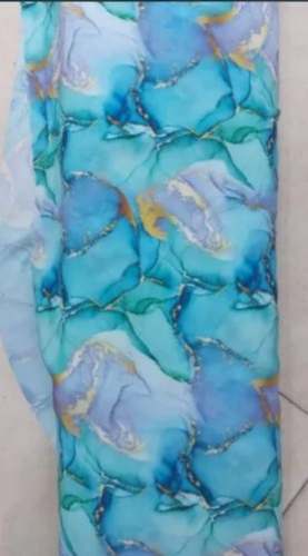 Sky Blue color Georgette Printed Fabric