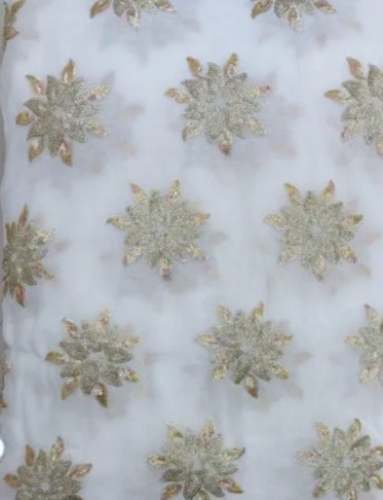 White color Embroidered Fabric by Dhingra Fabrics Pvt Ltd