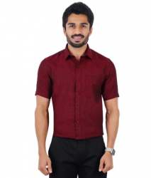Men Maroon Pure Linen Shirts