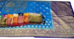 Sky Blue Banarasi Silk Golden Work Zari Weaving Saree