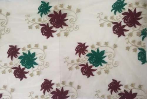 Floral Embroidered Design On Net Allover Fabrics by Jani Import Export