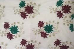 Floral Embroidered Design On Net Allover Fabrics