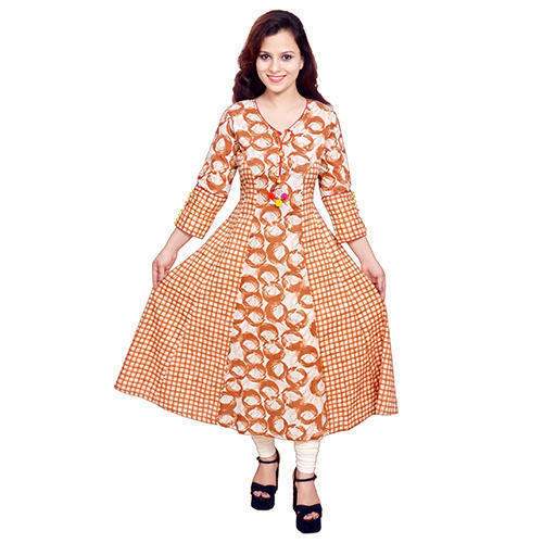 Yash Gallery  Cotton Flare Anarkali Kurta by Aashirwad Garments